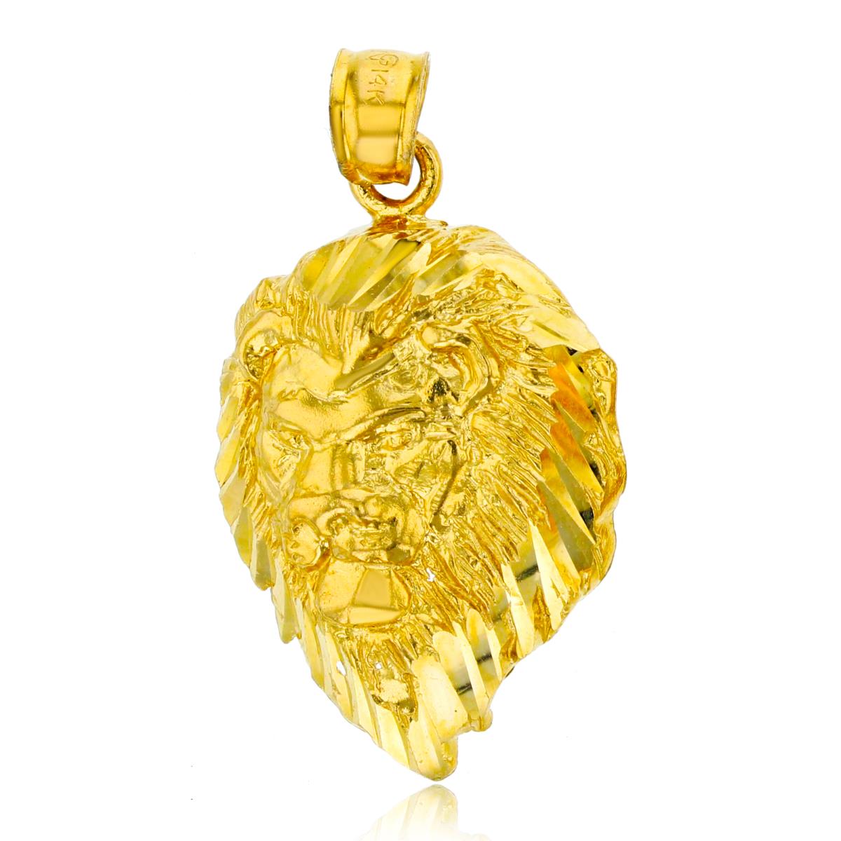 14K Yellow Gold Lion Mane Dangling Pendant