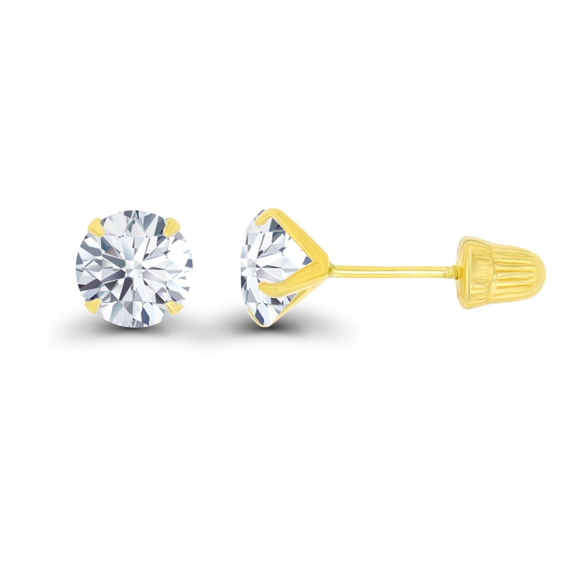 14K Yellow Gold 5mm Round Solitaire Ball Screw Back Stud Earring 