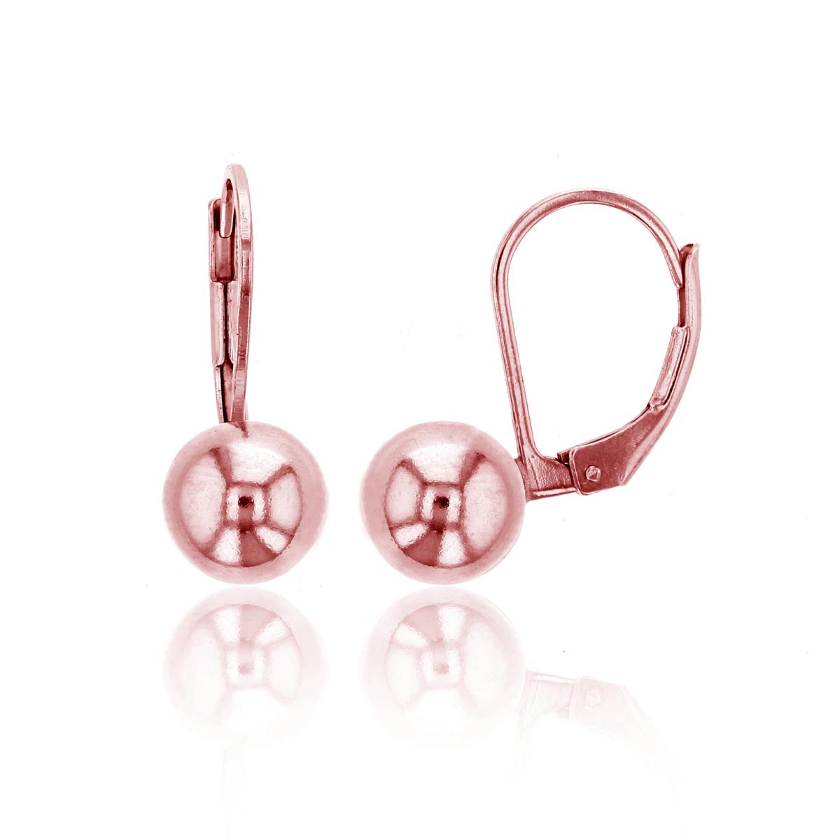 Sterling Silver Rose 8mm Ball Drop Lever Back Earring