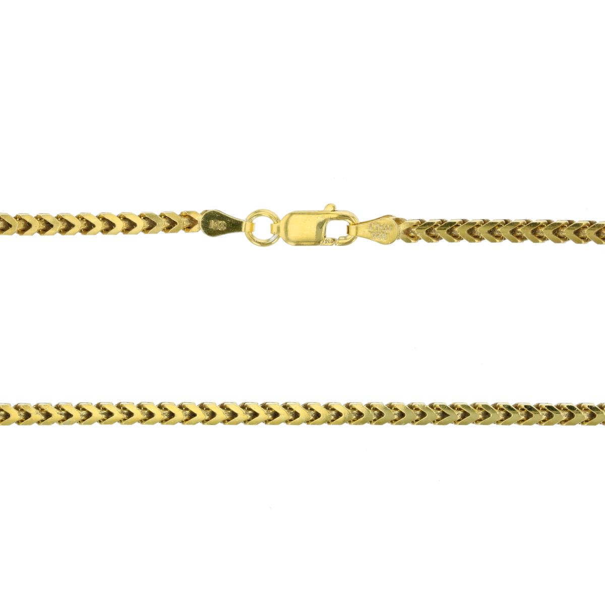 Sterling Silver Yellow 2.50mm 22" Solid Franco Chain