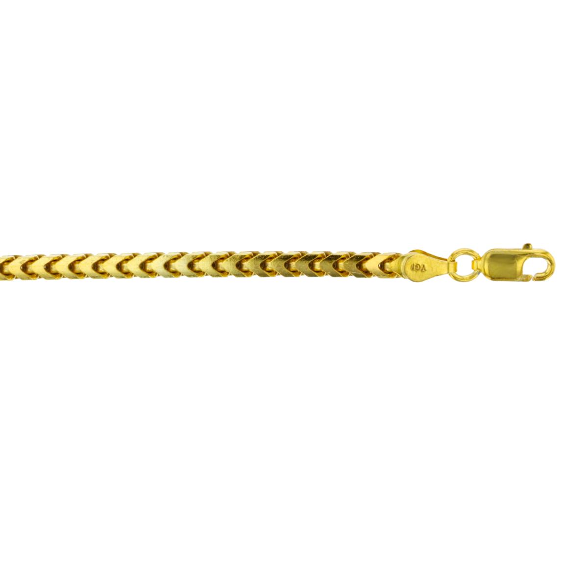 Sterling Silver Yellow 3.00mm 22" Solid Franco Chain