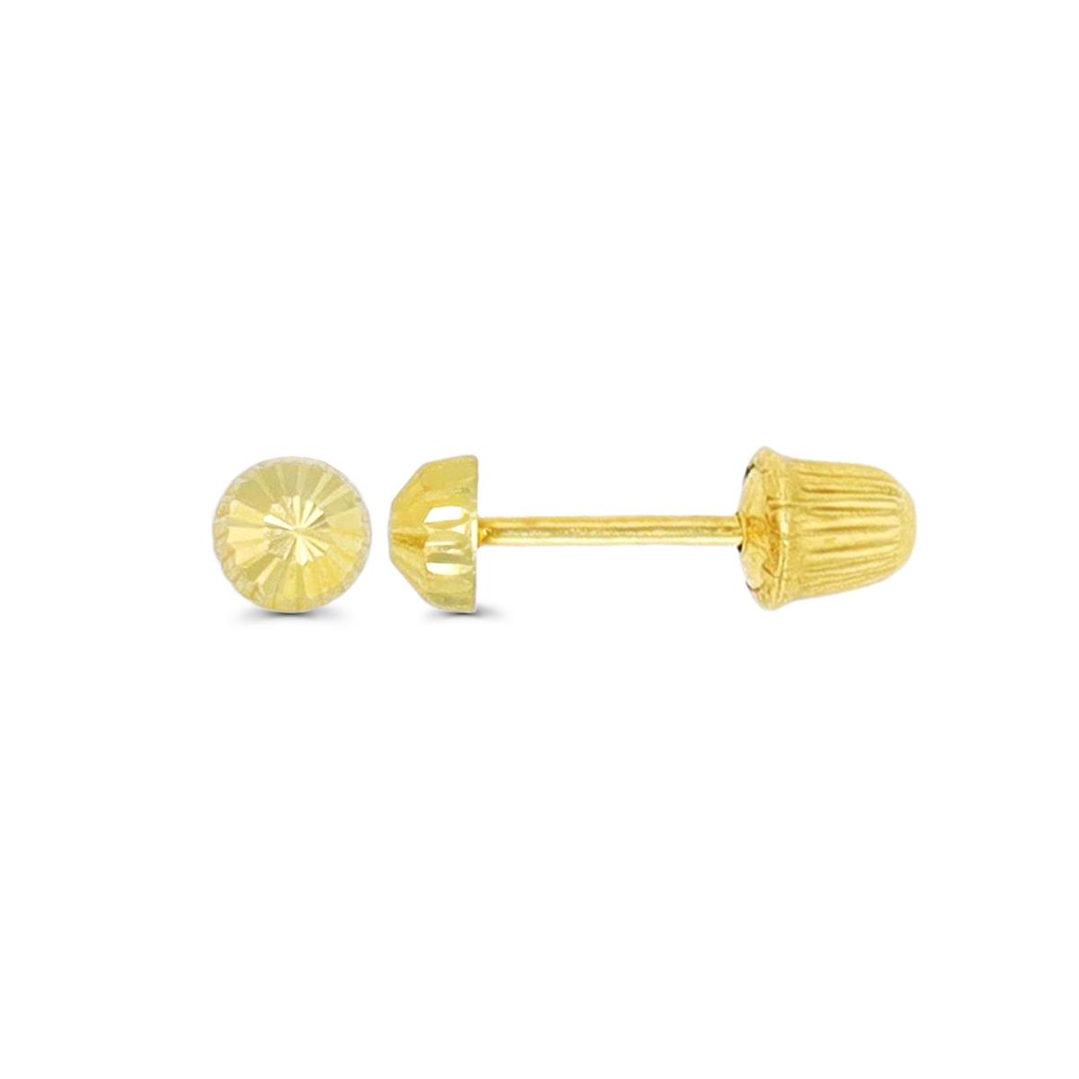 14K Yellow Gold Diamond Cut 3.50mm Half-Ball Ball Screw Back Stud Earring