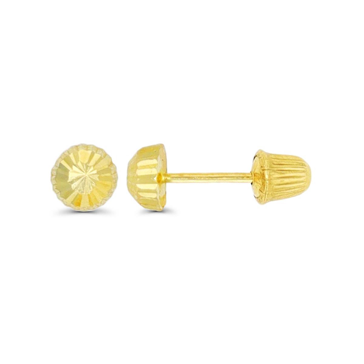 14K Yellow Gold Diamond Cut 4.00mm Half-Ball Ball Screw Back Stud Earring