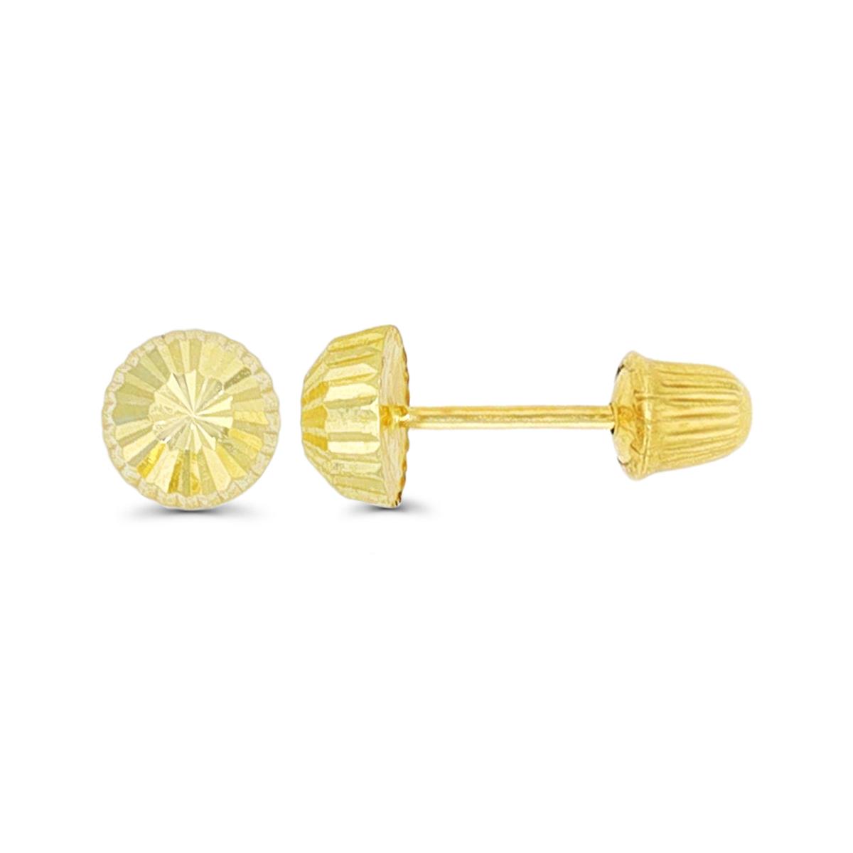 14K Yellow Gold Diamond Cut 5.00mm Half-Ball Ball Screw Back Stud Earring