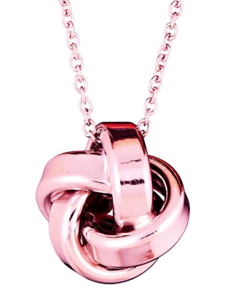 Sterling Silver Rose High Polished Love Knot 18" Necklace