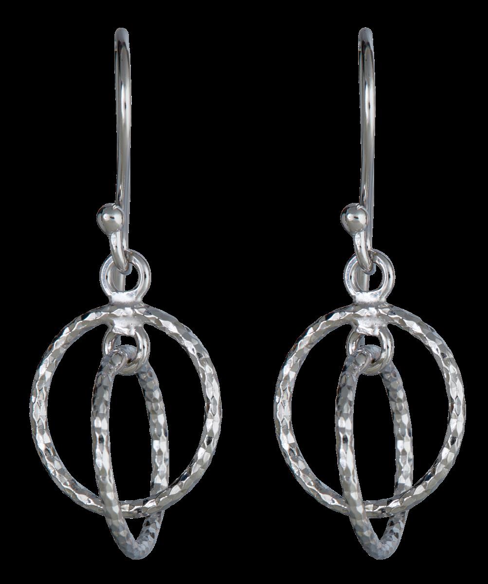 Sterling Silver Rhodium Interlocking Hoops Dangling Earring