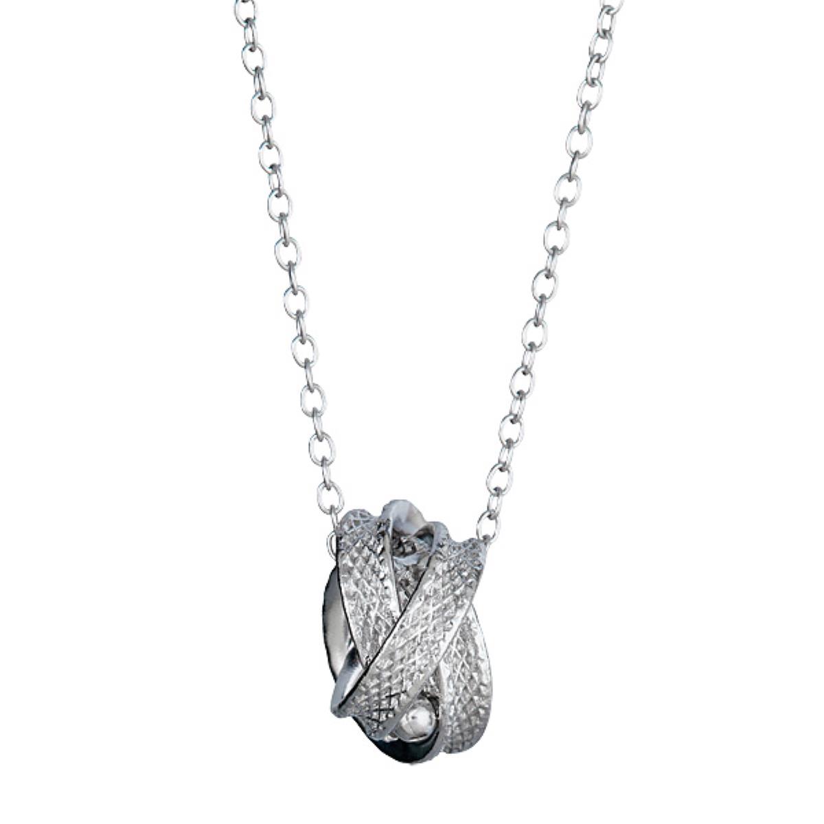 Sterling Silver Rhodium Diamond Cut Knot Wrap 18" Necklace