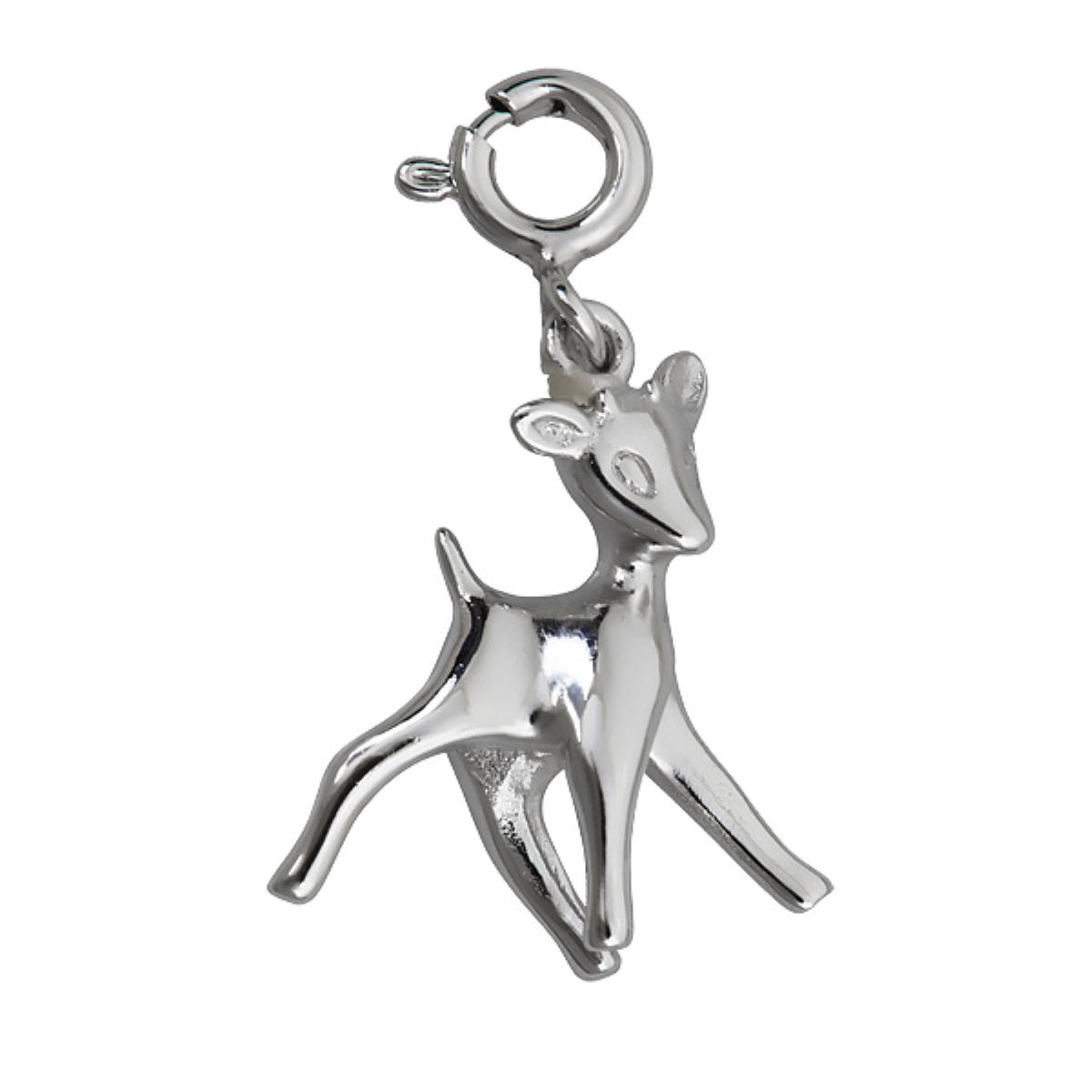 Sterling Silver Rhodium High Polished Bambi Pendant