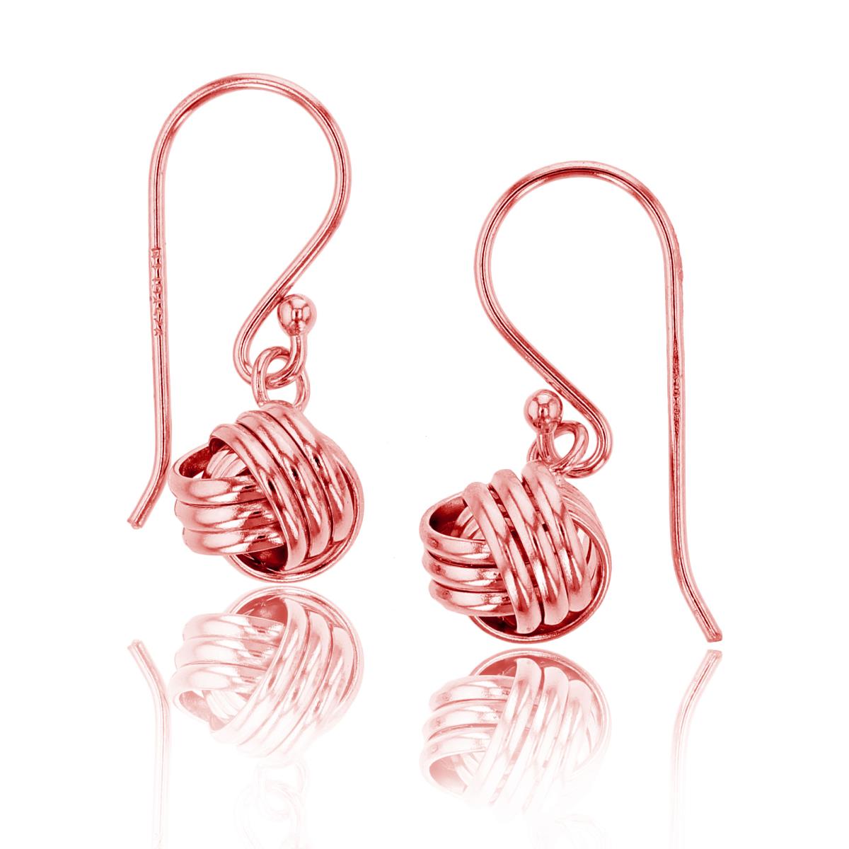 Sterling Silver Rose High Polished 8mm Love Knot Dangling Earring