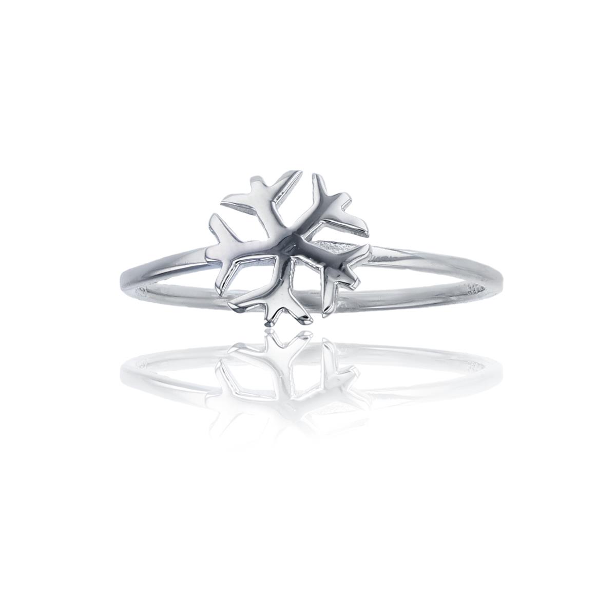 Sterling Silver Rhodium High Polished Snowflake Ring