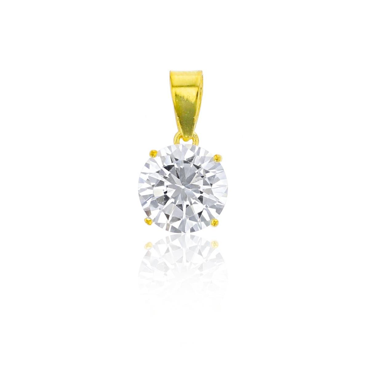 Sterling Silver Yellow 8.00mm AAA Round Solitaire Pendant