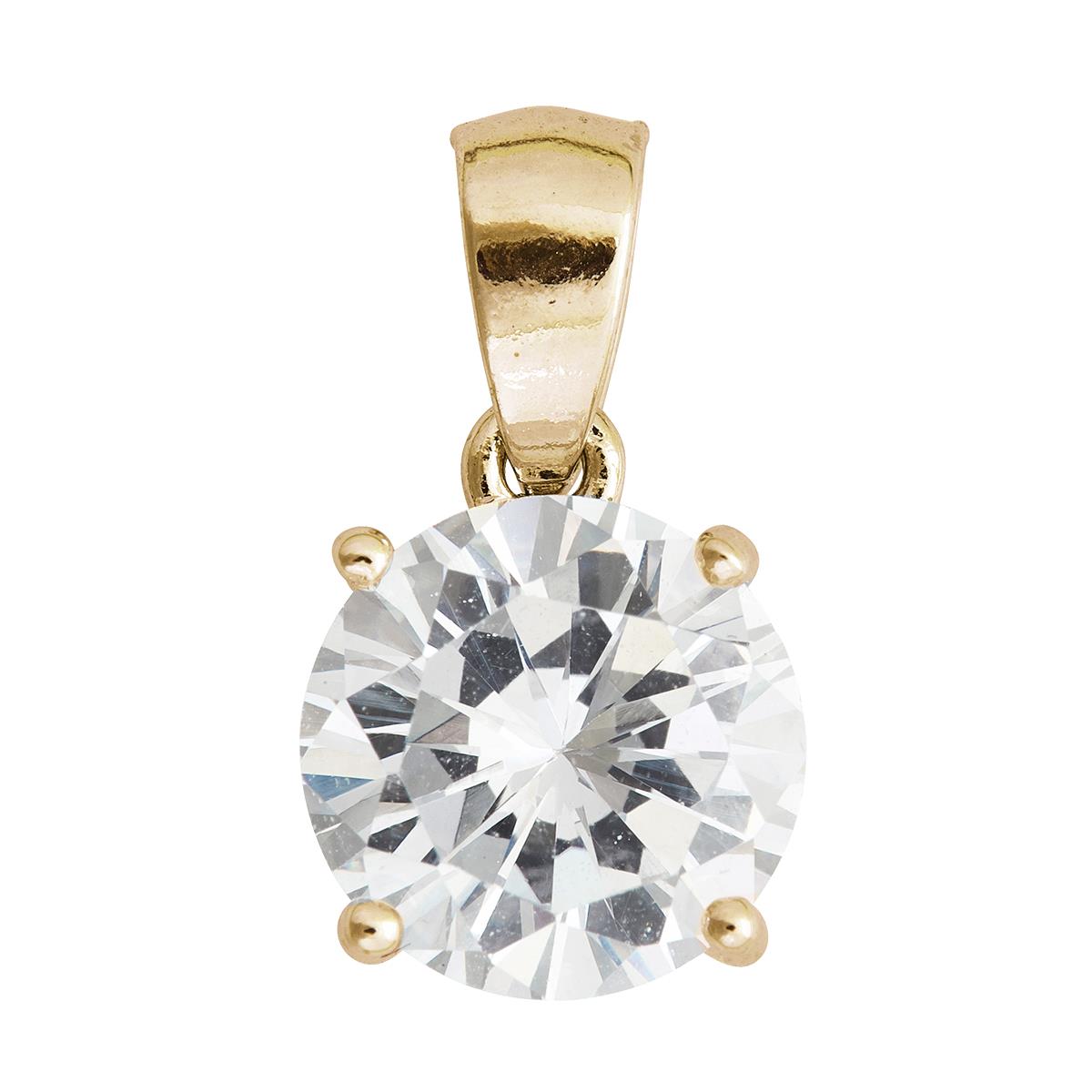 Sterling Silver Yellow 6.00mm AAA Round Solitaire Pendant