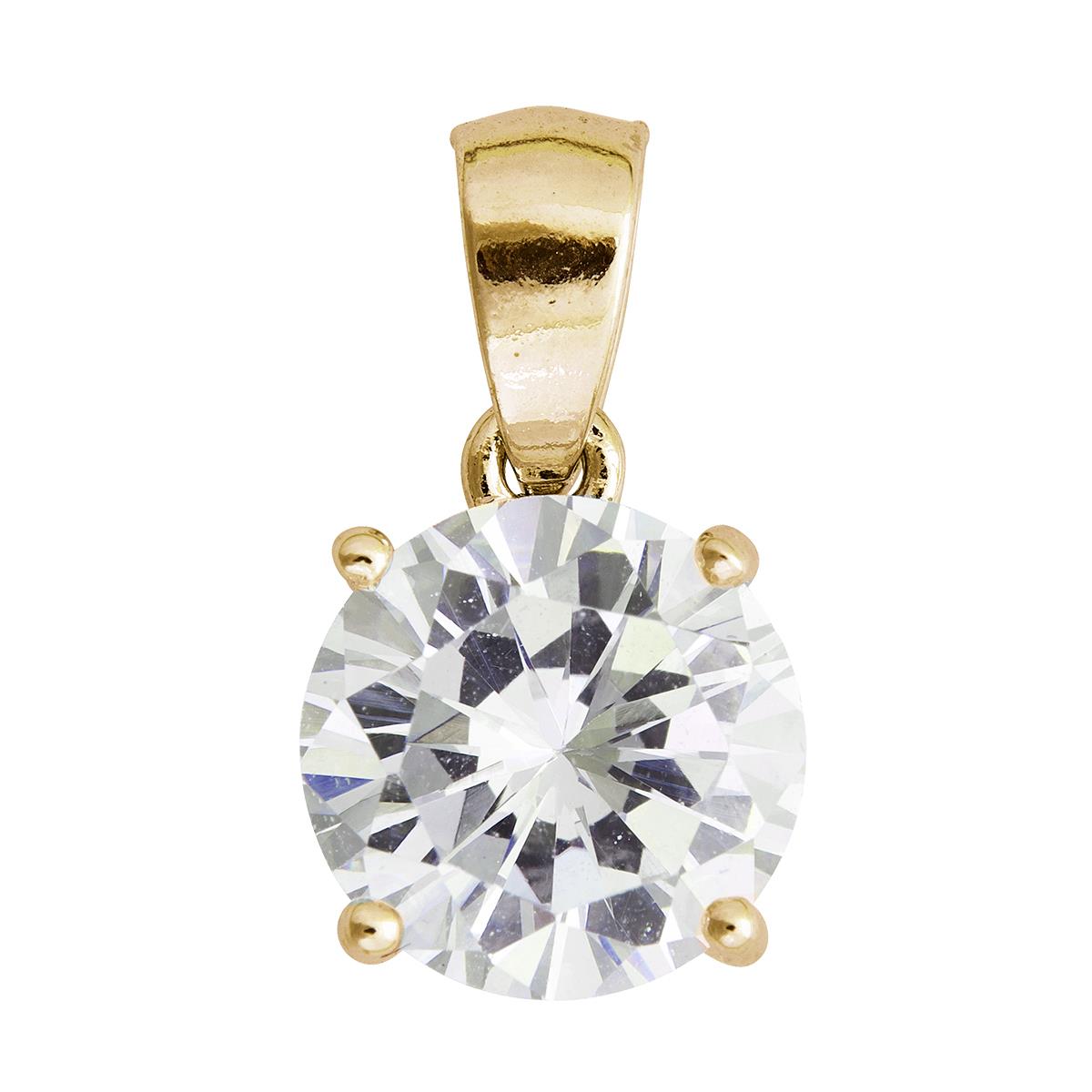 Sterling Silver Yellow 3.00mm AAA Round Solitaire Pendant