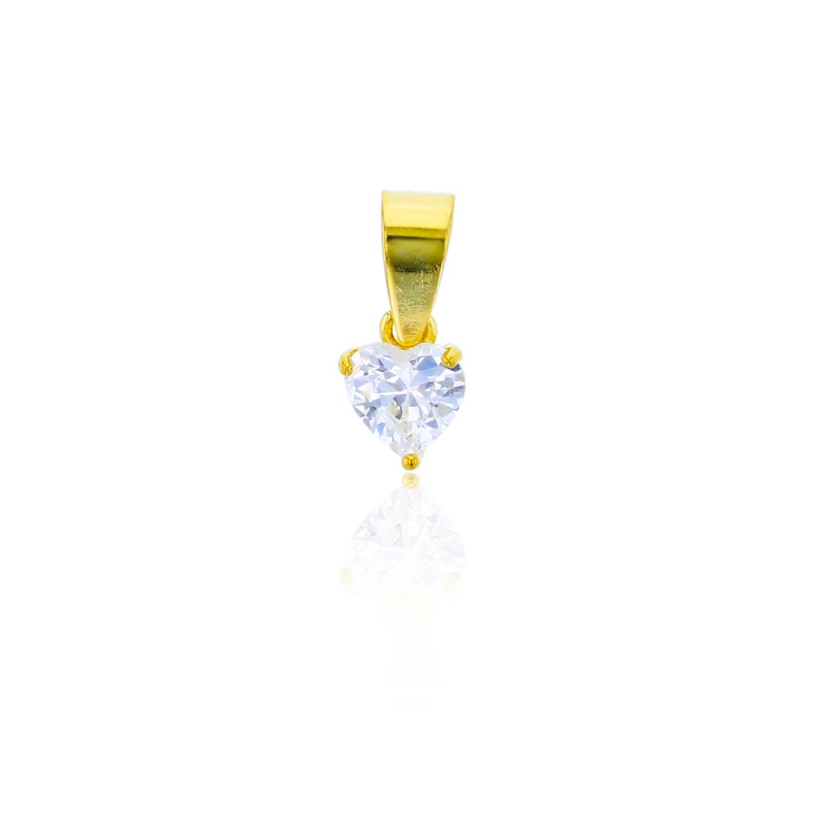 Sterling Silver Yellow 5.00mm AAA Heart Solitaire Pendant