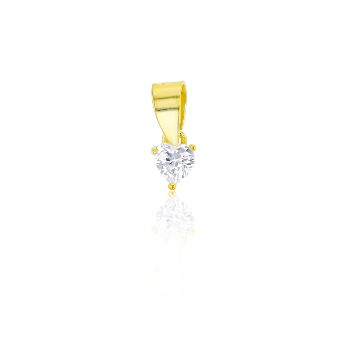 Sterling Silver Yellow 4.00mm AAA Heart Solitaire Pendant