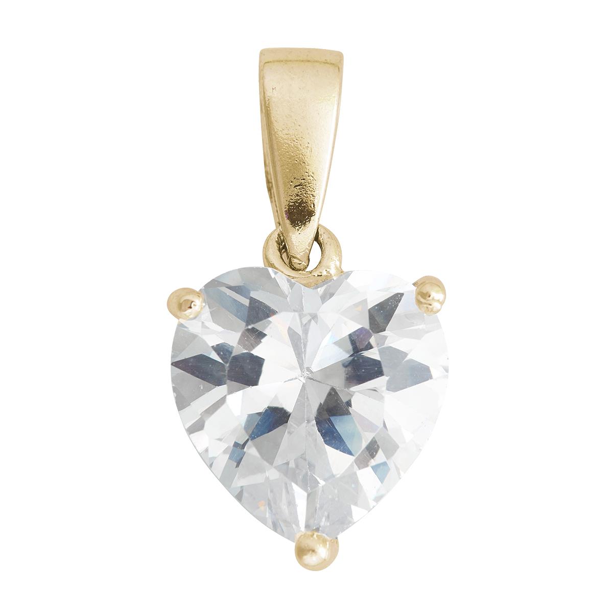 Sterling Silver Yellow 7.00mm AAA Heart Solitaire Pendant