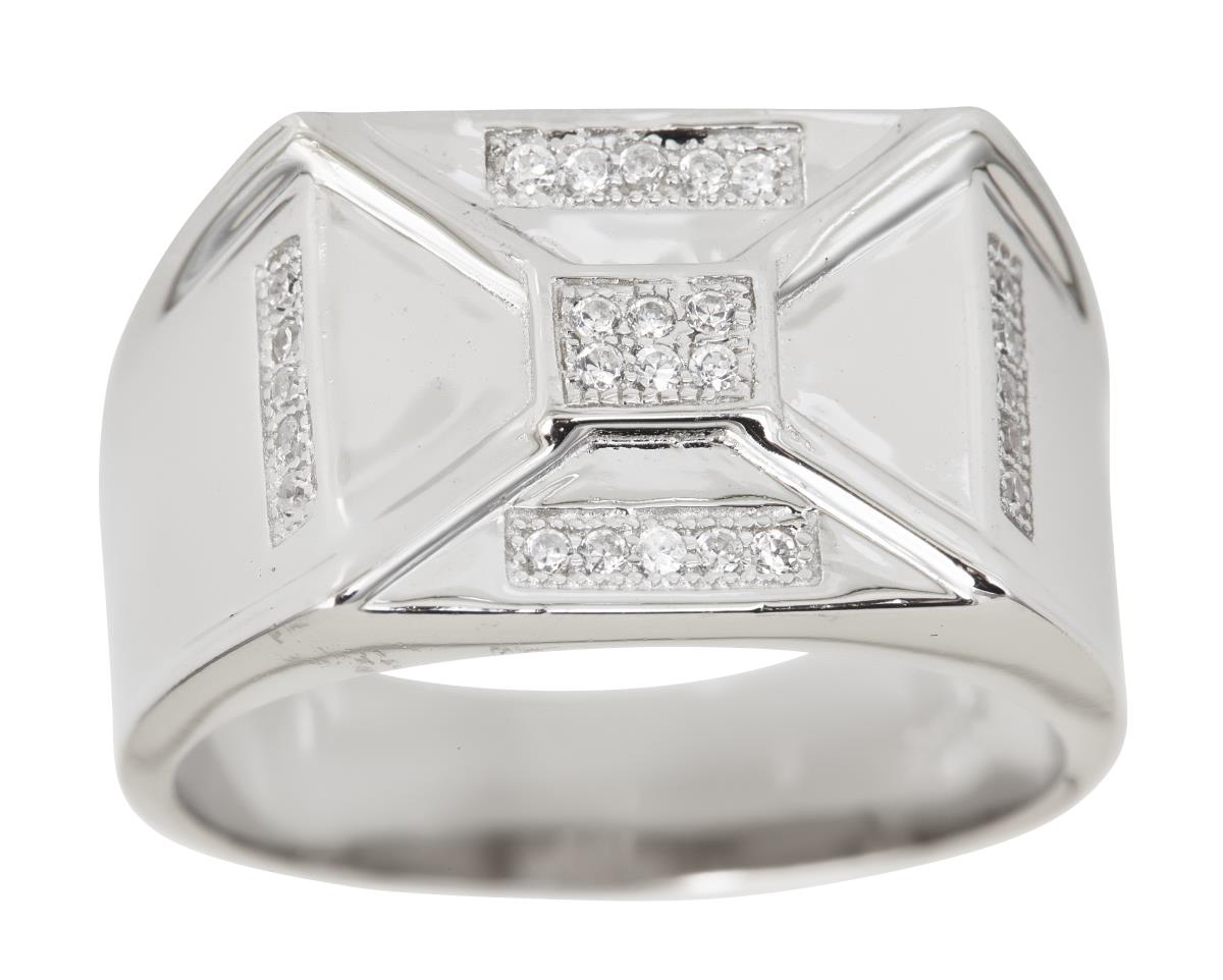 Sterling Silver Micropave Mens Ring with Cubic Zirconia
