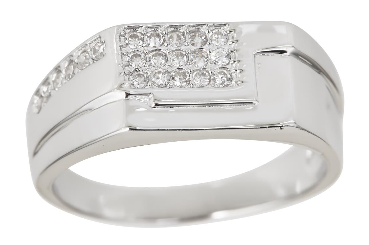Sterling Silver Micropave Mens Ring with Cubic Zirconia