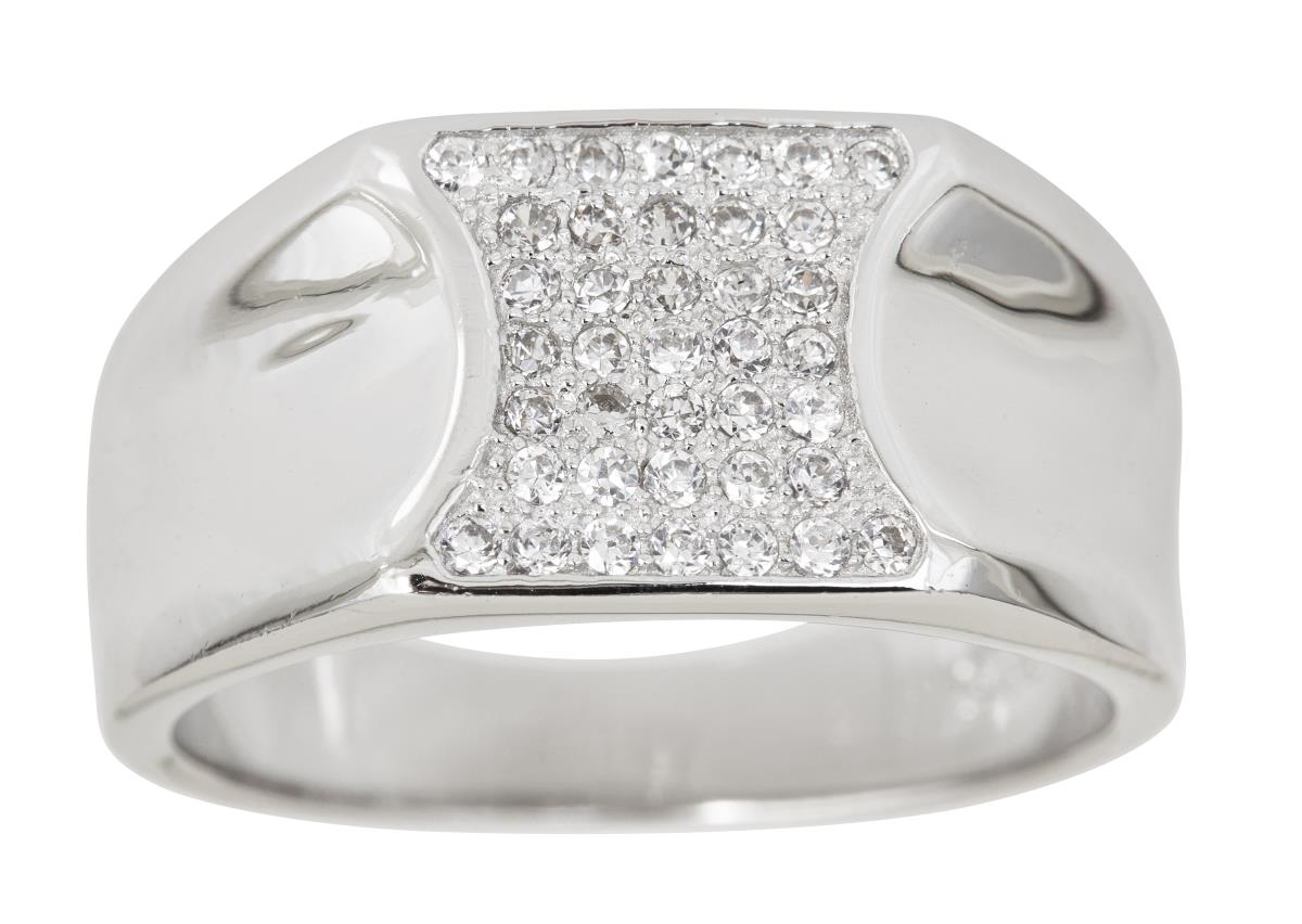 Sterling Silver Micropave Mens Ring with Cubic Zirconia