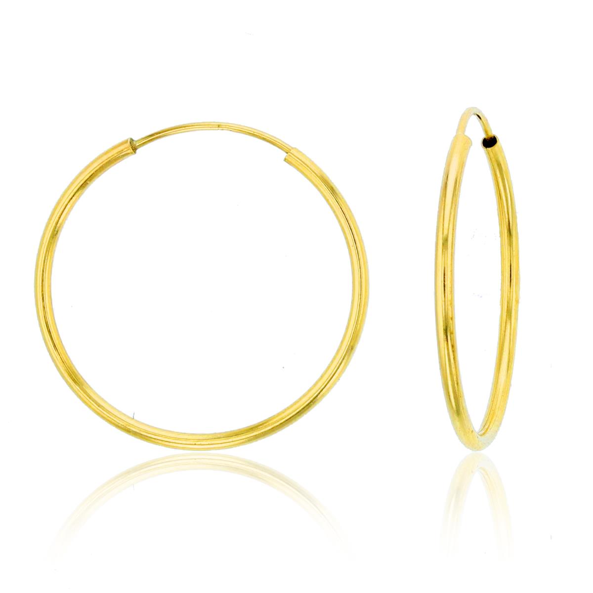 14K Yellow Gold 1X10MM Endless Hoop Earrings