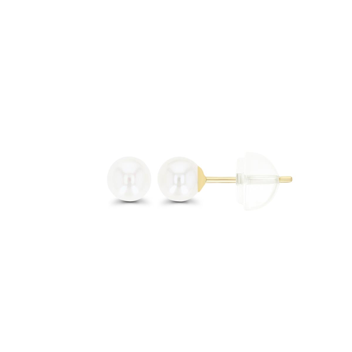 14K Yellow Gold 3.00mm Freshwater Pearl Stud Earring