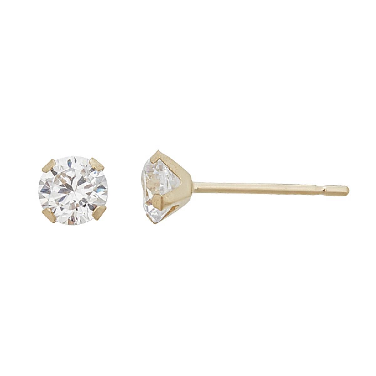 10K Yellow Gold 4mm Martini Round Cut Solitaire Stud Earring
