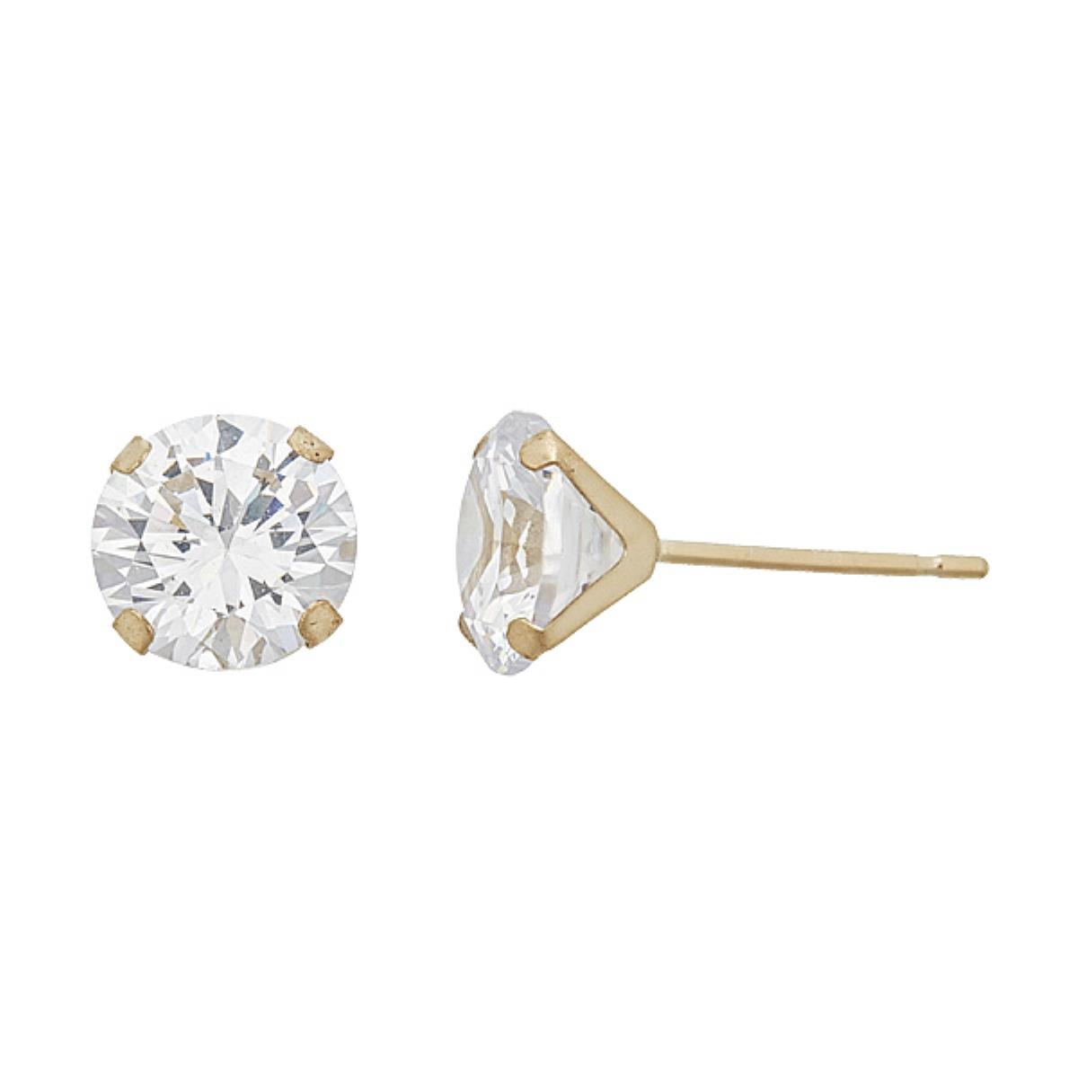 14K Yellow Gold 7mm Martini Round Cut Solitaire Stud Earring
