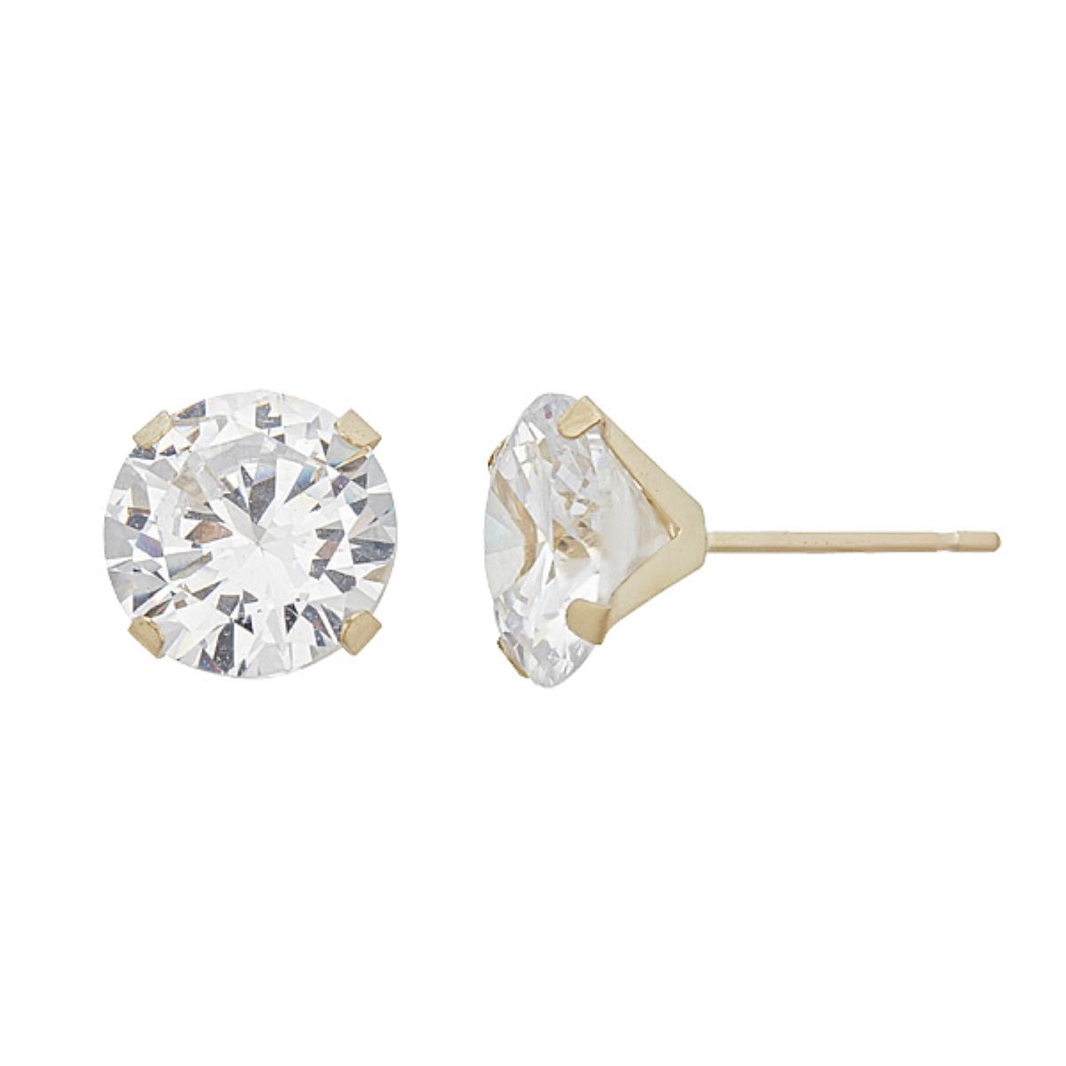 14K Yellow Gold 10mm Martini Round Cut Solitaire Stud Earring