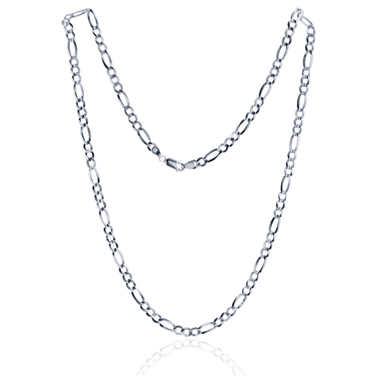 Sterling Silver Silver Plated 9.50mm 24" Classic Figaro Chain