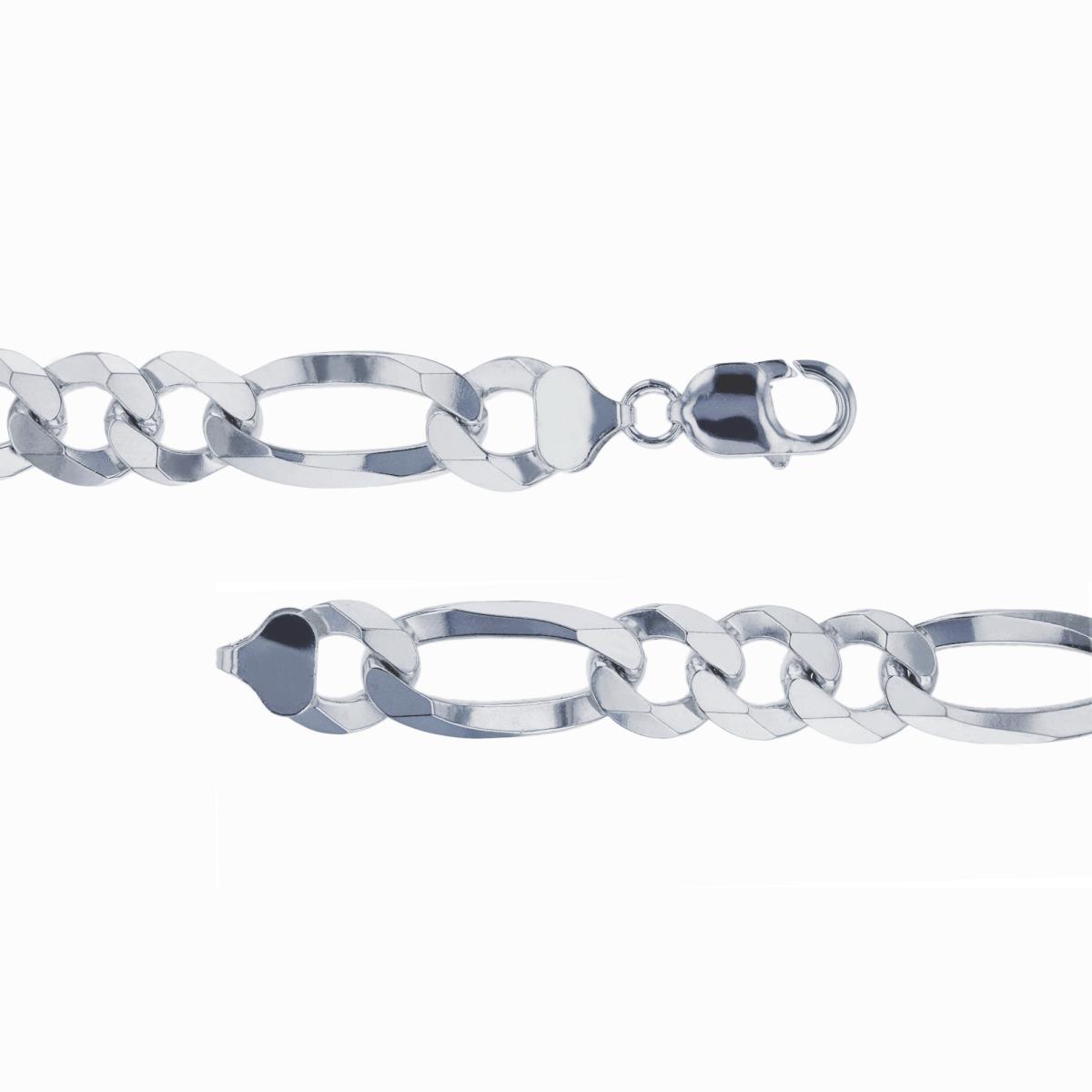 Sterling Silver Silver Plated 13.00mm 9" Figaro Bracelet