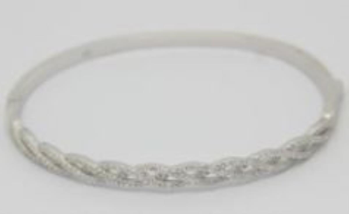 Sterling Silver Rhodium 2.15mm Pave Infinity Tennis Bracelet