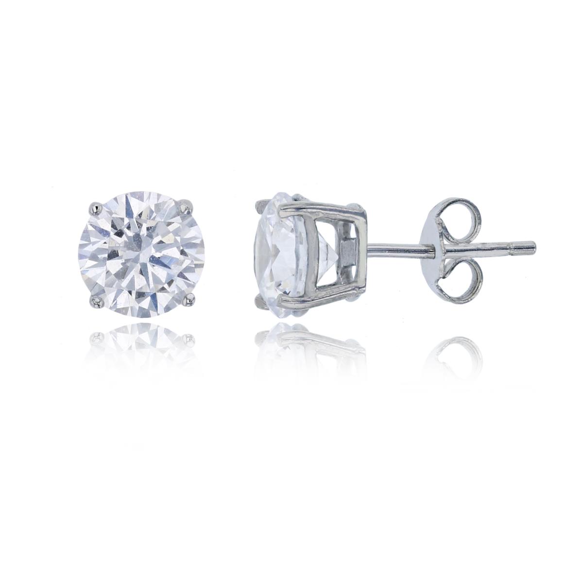Sterling Silver Rhodium 7.00mm AAA Round Solitaire Stud