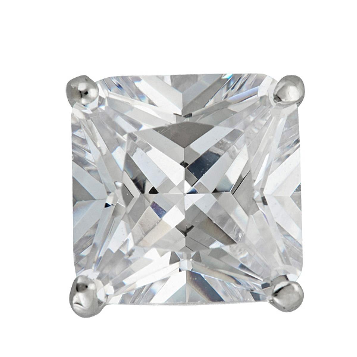 Sterling Silver Rhodium 9x9mm AAA Square Solitaire Stud