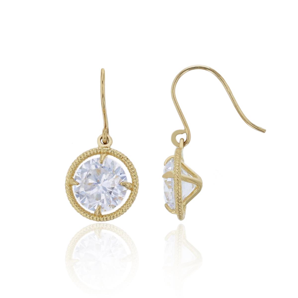 14K Yellow Gold 6.00mm Round Cut Rope Solitaire Dangling Earring