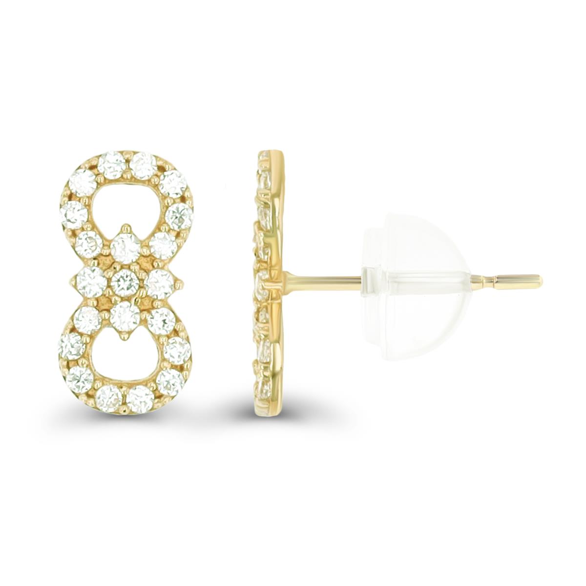 14K Yellow Gold Micropave Infinity CZ Stud Earring