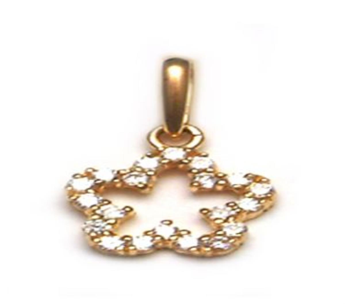 14K Yellow Gold Micropave Open Flower Dangling Pendant