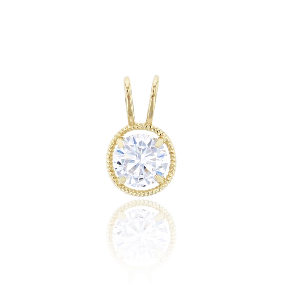 14K Yellow Gold 5.00mm Round Halo Rope Double Bail Pendant