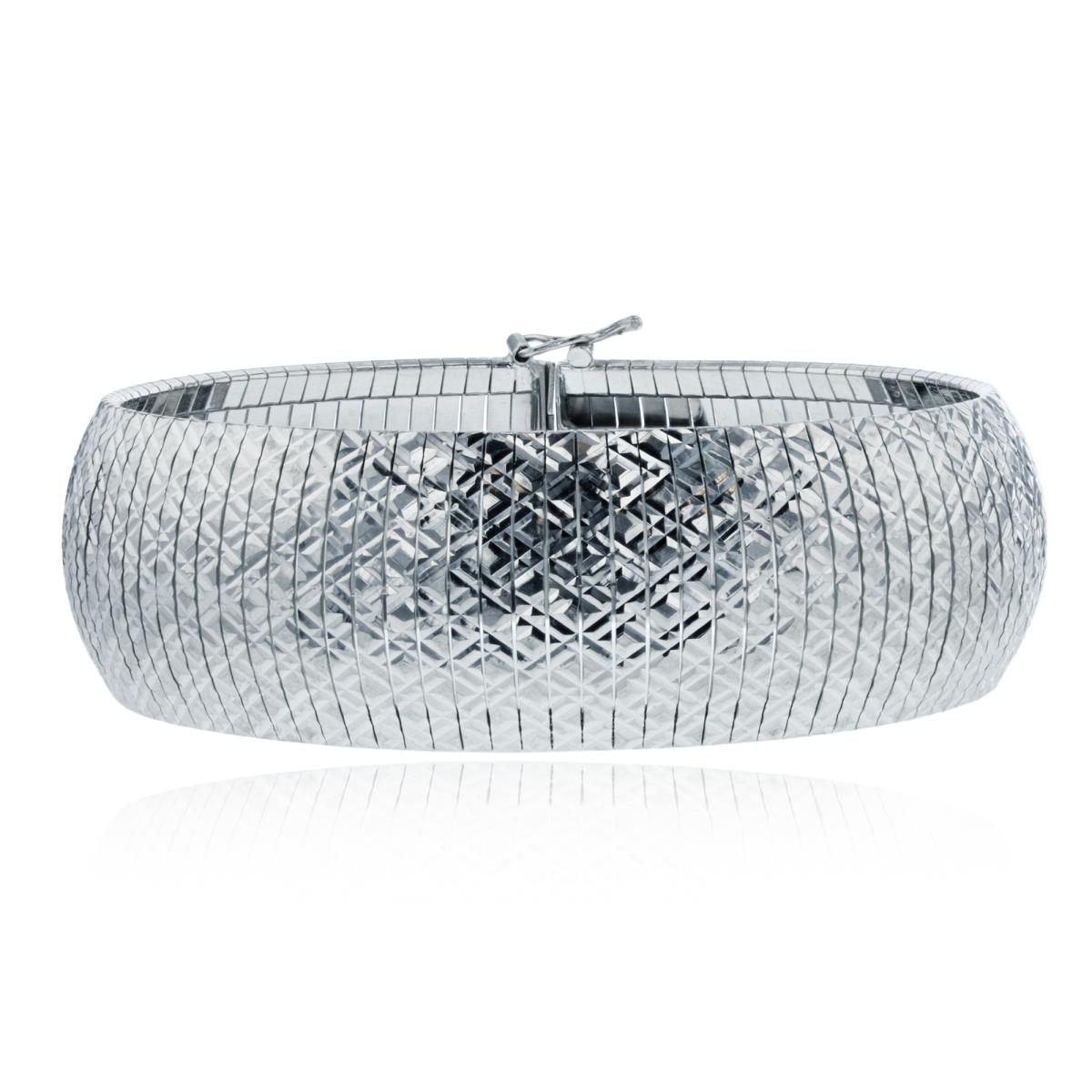 Sterling Silver Rhodium Diamond Cut 7.5" Bombay Bracelet
