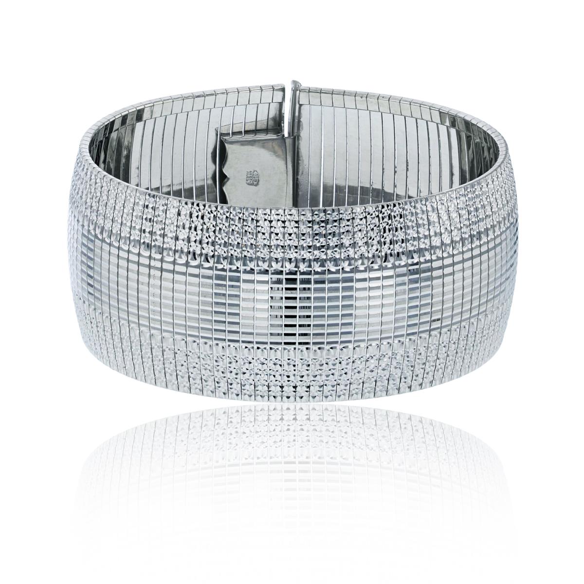 Sterling Silver Rhodium High Polished & Diamond Cut Ruler 7.5" Bombay Bracelet