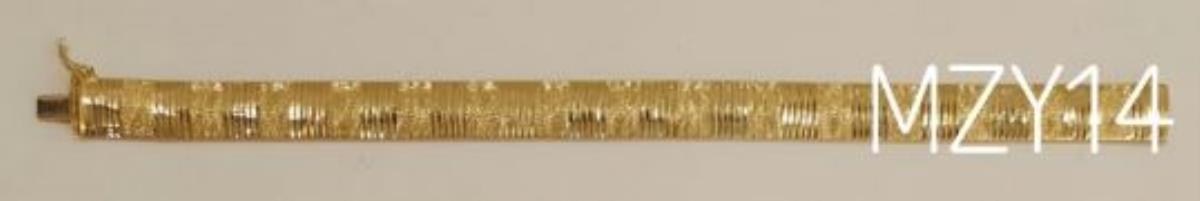 Sterling Silver Yellow Textured & Diamond Cut Stripe 7.5" Bombay Bracelet