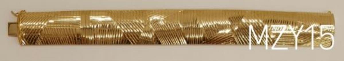 Sterling Silver Yellow High Polished Mismatched Diamond Cut Pattern 7.5" Bombay Bracelet