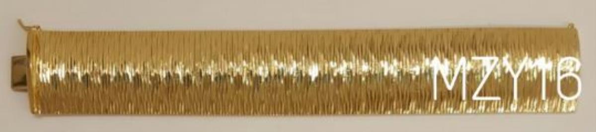 Sterling Silver Yellow High Polished Diamond Cut "Holographic" 7.5" Bombay Bracelet