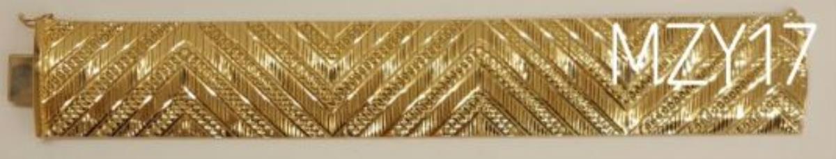 Sterling Silver Yellow High Polished Diamond Cut Zig Zag Interlocking Circles 7.5" Bombay Bracelet