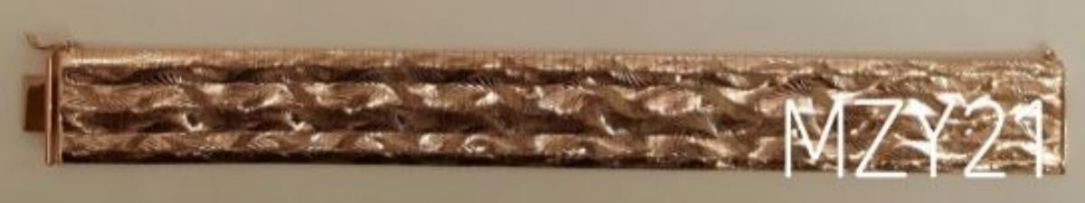 Sterling Silver Rose High Polished Diamond Cut Waves 7.5" Bombay Bracelet