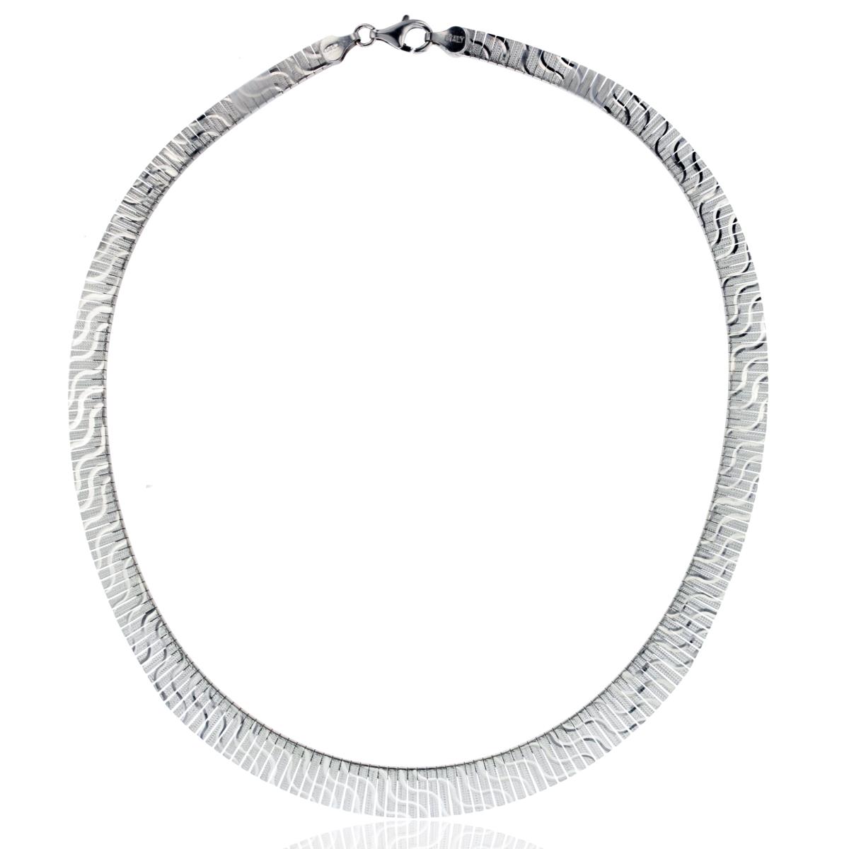 Sterling Silver Rhodium Squiggle On Texture Frayed 17" Necklace