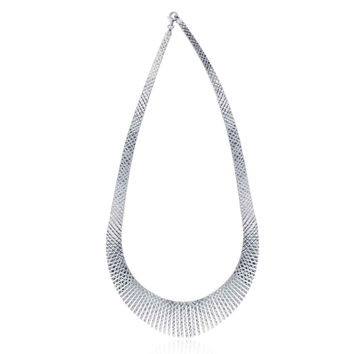 Sterling Silver Rhodium V-Shape Frayed 17" Necklace