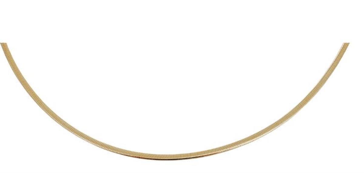 14K Two-Tone Gold Reversible 18" 3mm Omega Chain with Fancy Box Clasp