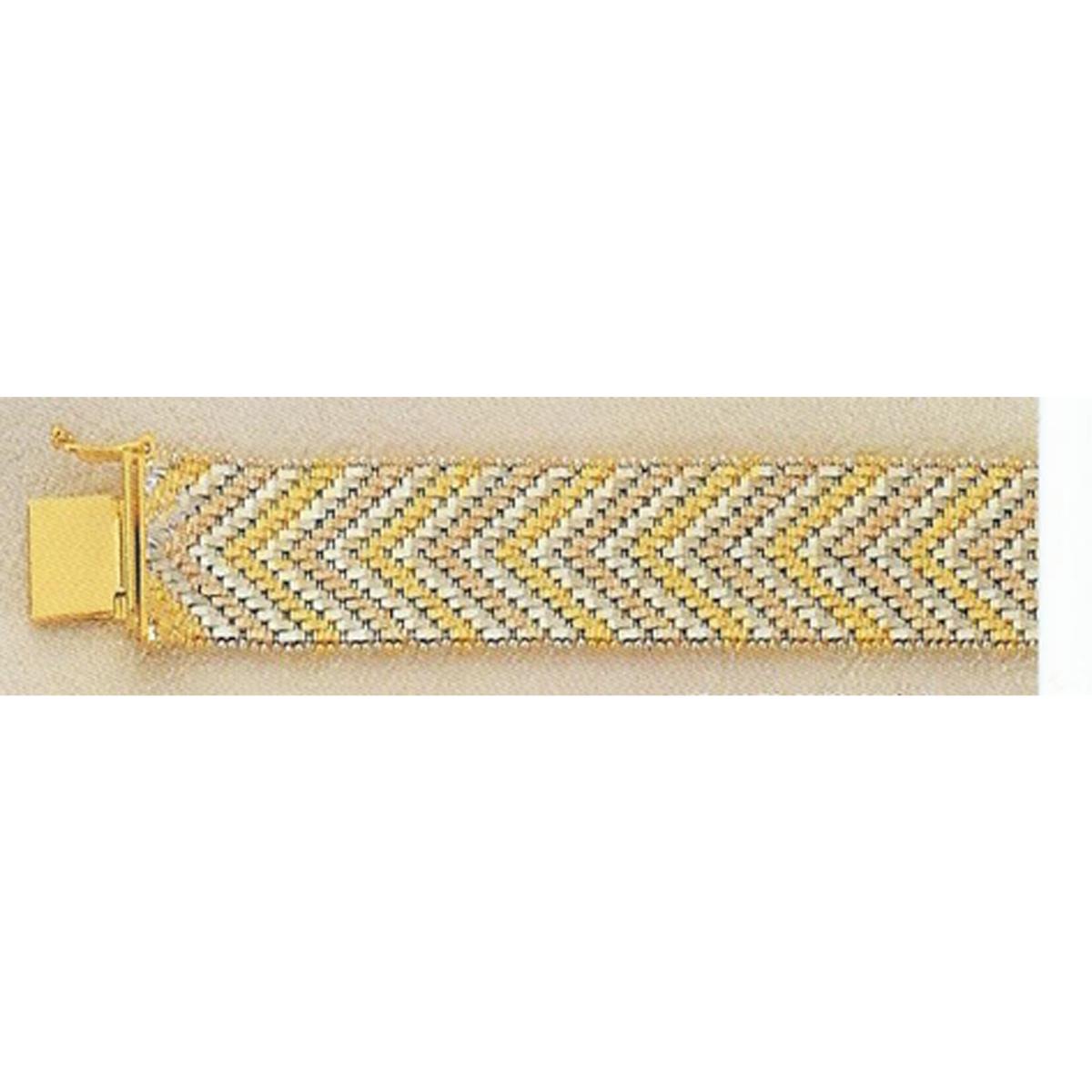 Sterling Silver Silver Plated Textured 7-Line 7.5" Ricco Bracelet