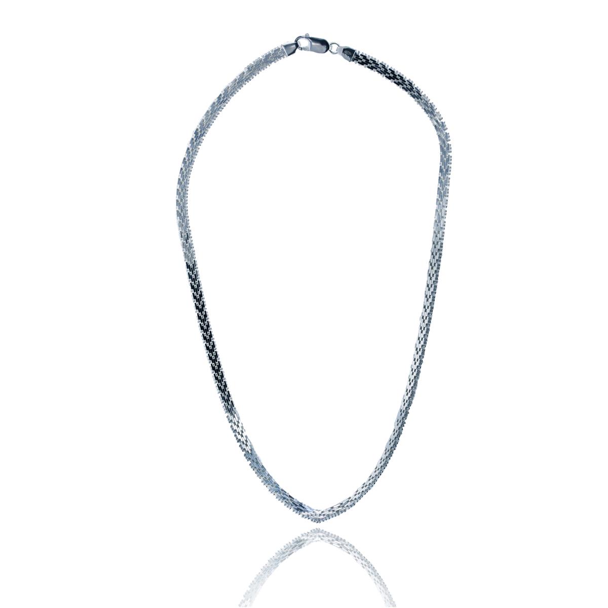 Sterling Silver Silver Plated 5-Line 16" Ricco Fancy V-Shape Necklace