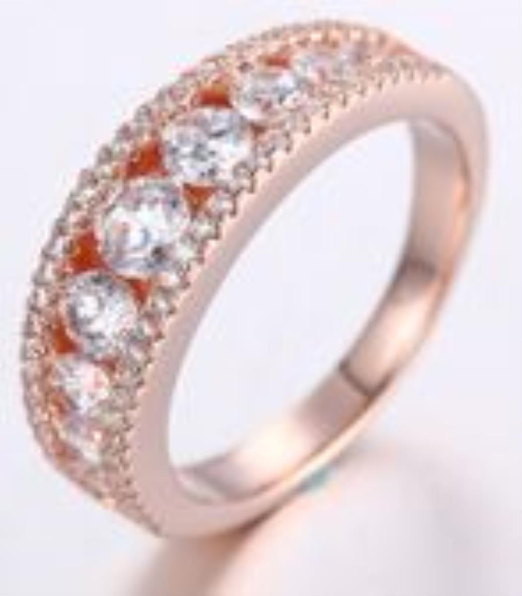 Sterling Silver Rhodium 9-Stone Round Cut Anniversary Band Ring